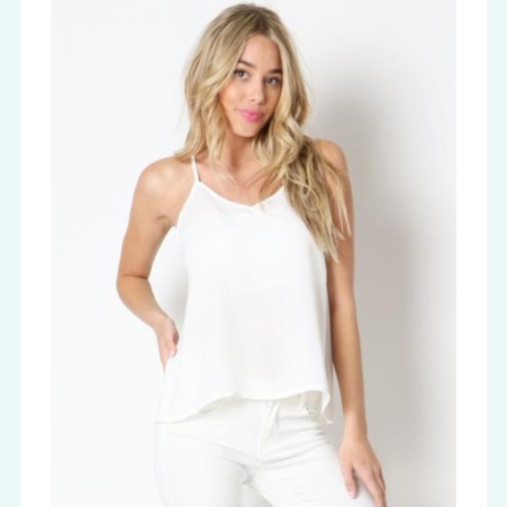 White Cross Back Tank